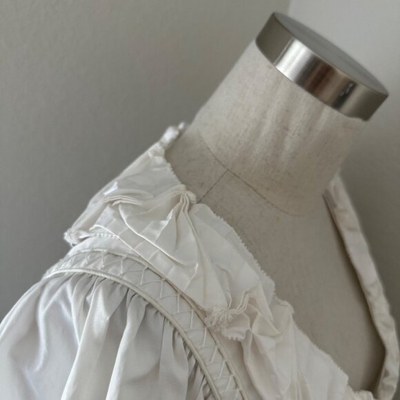 Rachel Ray Victorian Inspired Fitted Blouse Peter Pan Neck Puff Sleeve Minimalis - Picture 11 of 16